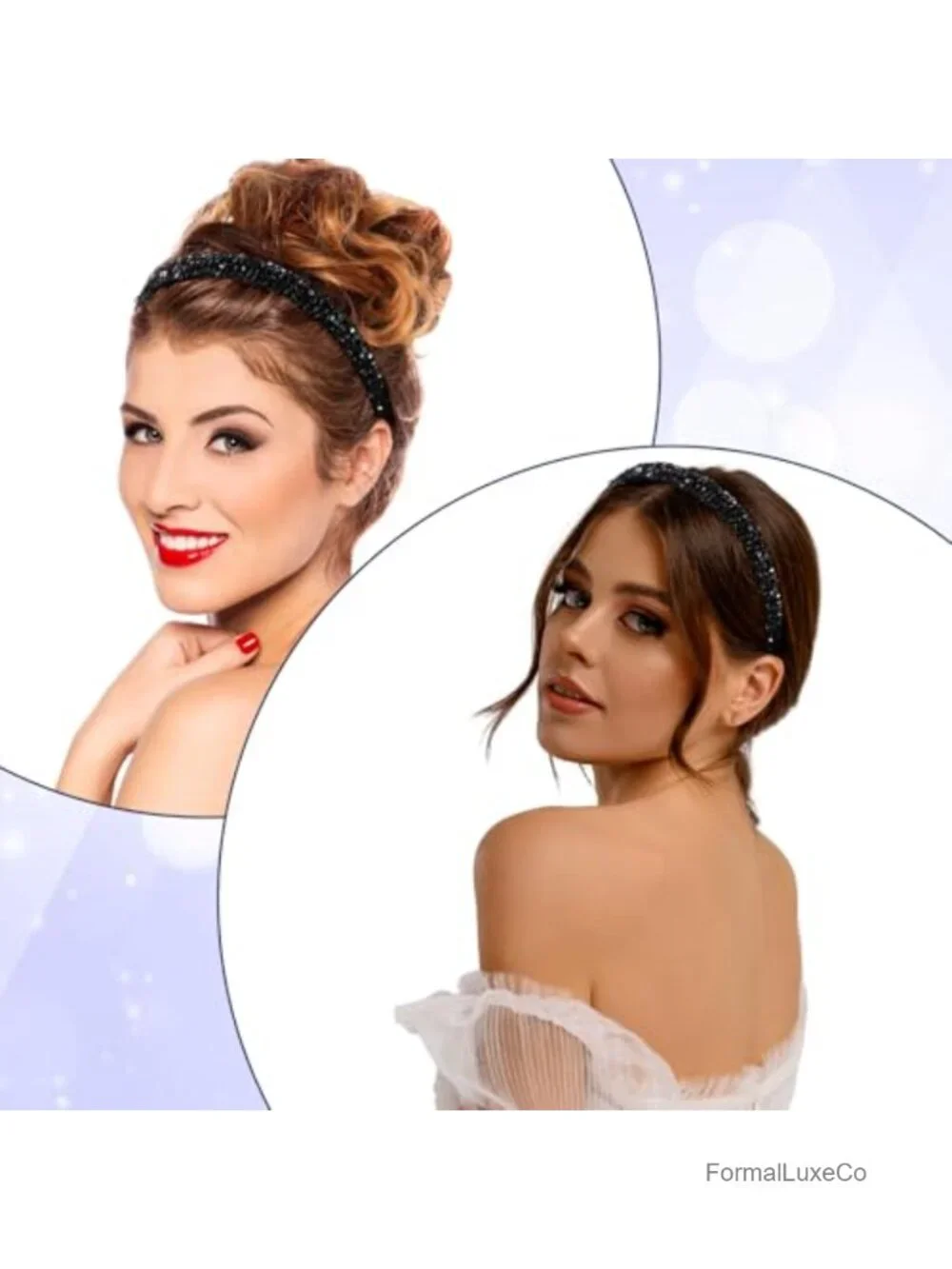 4 Row Crystal Rhinestone Headband - Non-Slip Beaded Hair Hoop for Women